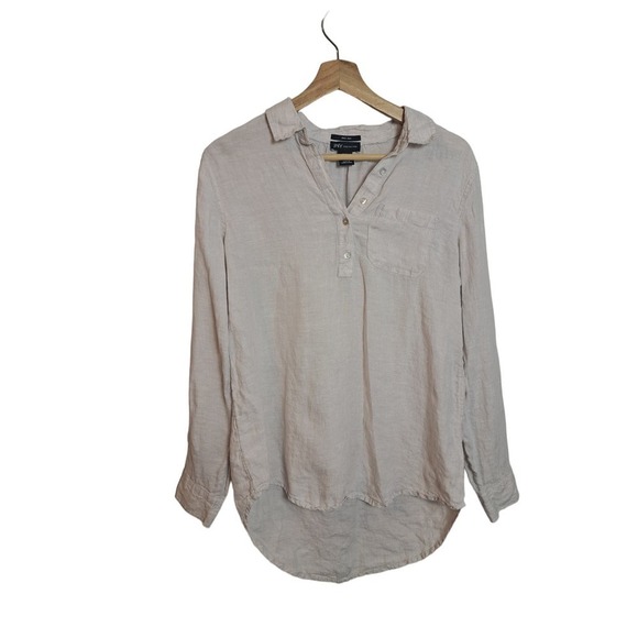 Jones New York 100% Linen Women's Button V-neck Ivory Size Small - Picture 1 of 6